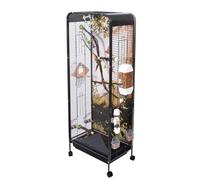 PP-Vic Juego De Jaula para Pájaros Grande De 53,1 Pulgadas,Recinto De Pie con Vista Completa para Pájaros Grandes,Incluye Bandeja Extraíble Y Escalera para Trepar,Adecuado para Guacamayos,Negro