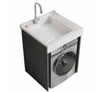 PP-Vic Lavabo Multiusos Interior,Fregadero De Cocina Comercial Independiente,Estante De Almacenamiento Para Lavadora De Alta Resistencia Con Un Pequeño Fregadero En La Parte Superior,A 70x70cm