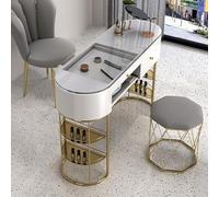 PP-Vic Manicure Table Nail Desk, Moderna Nail Tech Station, Professional Nail Beauty Spa Salon Workstation, Tech Tech Tech Tech Tech Tech Tech, Top De Vidrio/Madera De Madera,B