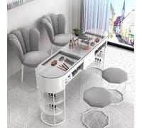PP-Vic Manicure Table Nail Desk, Moderna Nail Tech Station, Professional Nail Beauty Spa Salon Workstation, Tech Tech Tech Tech Tech Tech Tech, Top De Vidrio/Madera De Madera,D