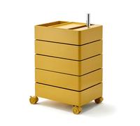 PP-Vic Mesa Auxiliar De Almacenamiento Giratoria De 360°,Mueble Auxiliar De Sofá,Mesa De Centro De Estudio Móvil,Mueble De Almacenamiento Giratorio Con 5 Cajones,Salones De Belleza,Oficinas,Amarillo