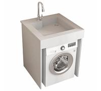 PP-Vic Moderno Mueble Para Fregadero Multifuncional Integrado,Estante Vertical Para Almacenamiento De Lavadora,Tocador De Baño Con Grifo Sobre La Encimera,Adecuado Para Cuartos De Lavado,B 75 * 65cm