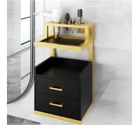 PP-Vic Mueble De Salón Con Cajones, Mueble De Pared Colgante Para Peluquería, Mesa De Salón Con 2 Cajones Y Soporte Para Secador De Pelo, Mueble De Almacenamiento Para Estilista,Negro