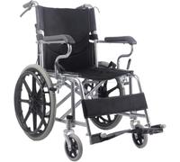 PP-Vic Silla De Ruedas Manual Ligera Con Freno De Mano - Silla De Ruedas De Acero Para Transporte Todoterreno Con Reposabrazos Abatibles Y Reposapiés Extraíbles, Cómodas Ruedas Traseras,Black 20in