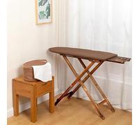 PP-Vic Tabla De Planchar, Tabla De Planchar De Madera, Tamaño Estándar Plegable, Altura Ajustable, con Almohadilla De Espuma Y Funda De Algodón, Adecuada para Hogar, Oficina Y Dormitorio,Marrón