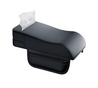 PpAaJK - Cojín de altura de caja de apoyabrazos de coche, soporte universal para codo central de apoyabrazos de cuero automático con soporte de pañuelos