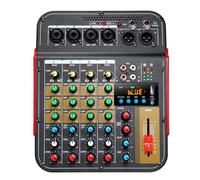 PpAaJK Mezclador de audio de 6 canales, procesador de audio USB compatible con Bluetooth, reverberación, canta desde con tarjeta de sonido, mezclador, enchufe de la UE