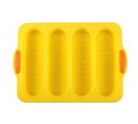 PpAaJK Molde para tarta francesa de 4 compartimentos, molde para pan francés, pequeño molde antiadherente, fácil de despegar, amarillo