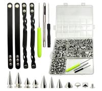 PPAAstunoras Juego de 659 remaches de metal plateado punk cónicos, remaches asesinos para manualidades, bolsos, ropa, zapatos, cuero, punk studs para ropa, remaches de tornillo para manualidades de