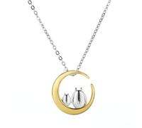 Ppakudc Colgante de ana, collar de plata maciza S925 Totoro, cadena minimalista para clavícula con diseño elegante