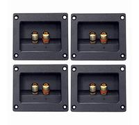 PPcdfre 4 terminales de caja de altavoces estéreo de 2 vías para el hogar, hogar, coche, redondo, cuadrado, conector de taza de resorte, poste de encuadernación, 93 x 80 mm, color negro