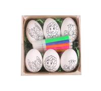 PPcdfre 6 huevos de Pascua pintados a mano 2024, huevos de dibujos animados, regalo hecho a mano para niños, kit de pintura de huevos de Pascua-D