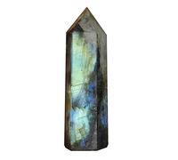 PPcdfre Columna de Cristal de Piedra Lunar Labradorita Natural Cuarzo Columna de Cristal Punto de Varita Piedra Curativa DecoracióN del Hogar 7-8Cm