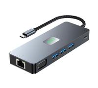 PPcdfre Estación de acoplamiento USB 3.2 11 en 1 tipo C HD+DP+VGA con pantalla diferencial de tres pantallas, estación de acoplamiento multipantalla