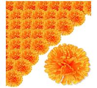 PPcdfre Flores de Caléndula Artificial de 3.9 Pulgadas - 50 Piezas para el Día de los Muertos - Cabezas de Flores Falsas para Hacer Guirnaldas