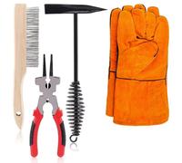 PPcdfre Juego de 5 Herramientas para Eliminar Escoria de Soldadura: Martillo de Soldadura con de Resorte Helicoidal, Cepillo de Alambre y Alicates de Soldadura, Guantes