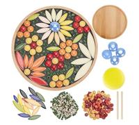 PPcdfre Kit de Manualidades con Mosaicos para Hacer Tú Mismo, Juego de Posavasos de Bambú con Mosaicos Florales para Posavasos de Mosaico Hechos A Mano, Decoración del Hogar