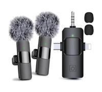 PPcdfre Micrófonos Lavalier inalámbricos 3 en 1 para Android, cámara, micrófono USB-C, mini micrófono con reducción de ruido