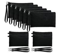 PPcdfre Paquete de 10 bolsas de maquillaje en blanco para sublimación con pulsera para manualidades, bolsas de lápices con cremallera, color negro, 8.3 x 5.1 pulgadas