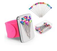 PPcdfre Pulsera magnética con 100 pines de costura de cabeza de bola de 1.5 pulgadas, soporte de silicona para acolchado C