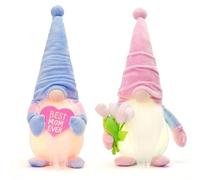 PPcdfre Regalos de cumpleaños para el día de la madre, decoración de gnomos para el hogar, 2 gnomos de tulipán iluminados, decoración de felpa para interiores para regalos de mamá