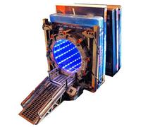 PPcdfre Sujetalibros, adornos, lámparas de mesa, regalos, sujetalibros portal con luz LED, puerta de galaxia bidireccional,