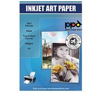 PPD Inkjet 10 Hojas x A3 (297x420 mm) de Papel Fotográfico de Lienzo Canvas Imprimible 340g, 100% Algodón, Lienzo de Arte Personalizable, Para Todas Impresoras de Inyección de Tinta PPD-59-10