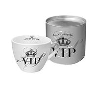PPD - Taza con texto Vip, color gris, 0,35 l, porcelana, color gris