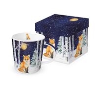 PPD Taza de porcelana con diseño de zorro en la luna, 0,4 x 10,5 cm