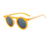 PPFVVTV Gafas de sol clásicas redondas para hombre y mujer, gafas de sol de moda con montura pequeña, gafas de plástico para mujer, gafas unisex UV400, C3 naranja, negro, talla única