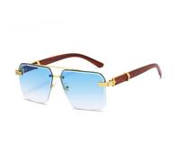 PPFVVTV Gafas de sol de lujo con doble puente para hombre y mujer, estilo retro, para conducir al aire libre, con protección UV400 (azul degradado dorado)