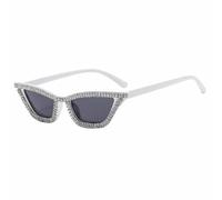 PPFVVTV Gafas de sol estilo ojo de gato con lentejuelas brillantes, tendencia de moda, para mujer, de lujo, para fiesta, clásicas, combinables con todo, UV400 (blanco y gris)