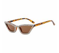 PPFVVTV Gafas de sol estilo ojo de gato con lentejuelas brillantes, tendencia de moda, para mujer, de lujo, para fiesta, clásicas, combinables con todo, UV400 (marrón leopardo).
