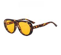 PPFVVTV Gafas de sol redondas de gran tamaño con diseño de leopardo retro para mujer y hombre, gafas de sol de lujo a la moda, gafas con protección UV400, color naranja leopardo, talla úni