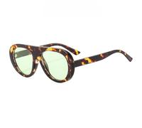PPFVVTV Gafas de sol redondas de gran tamaño con diseño de leopardo retro para mujer y hombre, gafas de sol de lujo a la moda, gafas con protección UV400, verde leopardo, talla única