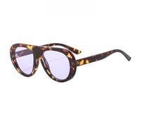 PPFVVTV Gafas de sol redondas de gran tamaño con diseño de leopardo retro para mujer y hombre, gafas de sol de lujo a la moda, gafas con protección UV400, leopardo morado, talla única