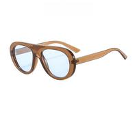 PPFVVTV Gafas de sol redondas de gran tamaño con diseño de leopardo retro para mujer y hombre, gafas de sol de lujo a la moda, gafas con protección UV400, azul té, talla única