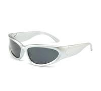 PPFVVTV Gafas de sol retro de moda con montura de ojo de gato, gafas de sol de espejo coloridas, para hombres y mujeres, punk, deportivas, gris, Talla única