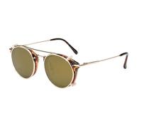 PPFVVTV Gafas de sol retro Steampunk para mujer, lentes separables, gafas de moda para hombre, redondas, estilo punk, UV400, de lujo, con diseño de leopardo dorado, talla única