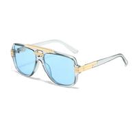 PPFVVTV Gafas de sol vintage con montura de doble puente para hombre y mujer, modernas y lujosas, para conducir al aire libre, con protección UV400 (gris azul)