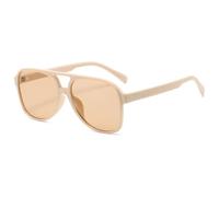PPFVVTV Gafas de sol vintage de gran tamaño para mujer, gafas de sol de moda con montura grande, estilo de colores dulces para mujer, beige, talla única