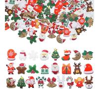 PPGGOPP Mini Adornos Navideños de Resina, 100pcs Adornos en Miniatura de Navidad, Mini Figuras Navideñas, Figura de Navidad en Miniatura (Color A)