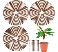 PPGGOPP Protectoras Redondas para Macetas 3 Piezas Protector macetas Gatos 30 CM Cubierta Protectora de Maceta Protege la Tierra de Las Plantas de Animales y Niños, Rejilla para Macetas (Marrón Café)