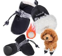 PPGGOPP Zapatos para Perros,4PCS Protector de Pata de Botas para Perros,Zapatos de Invierno para Perros,Zapatos para Perros Antideslizantes,Botas Perro para Perros Pequeños Medianos (Negro 7)