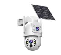 PPGZCZSE Cámara Solar inalámbrica 2K 4K for Exteriores, WiFi, Lente Dual, batería, cámara IP, detección Humana, Monitor CCTV de Audio bidireccional, videovigilancia(4K Add 64G SD)