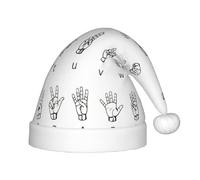 PPHGUT Alfabeto de lenguaje de signos. Sombrero de Navidad unisex con estampado de sombrero de Navidad para fiestas, Navidad, Año Nuevo, decoración de temporada