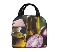 PPHGUT Bolsa de almuerzo transpirable con estampado de frutas y verduras, para escuela, estudiantes, adultos, arroz, verduras, ensalada