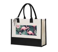 PPHGUT Bolsa de lona con estampado de flamenco rosa de gran capacidad, regalo para compras, uso diario, viajes, escuela, oficina