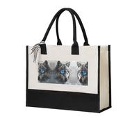 PPHGUT Bolsa de lona con estampado de lobo de ojos azules de gran capacidad, regalo para compras, uso diario, viajes, escuela, oficina