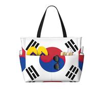 PPHGUT Bolsa de viaje para playa con estampado de bandera de la República de Corea, para mujeres y hombres, plegable, ligera, para vacaciones, picnic, camping